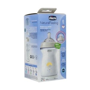 شیشه شیر چیکو مدل Natural Feeling حجم 330 میل مناسب نوزاد بالای 6 ماه