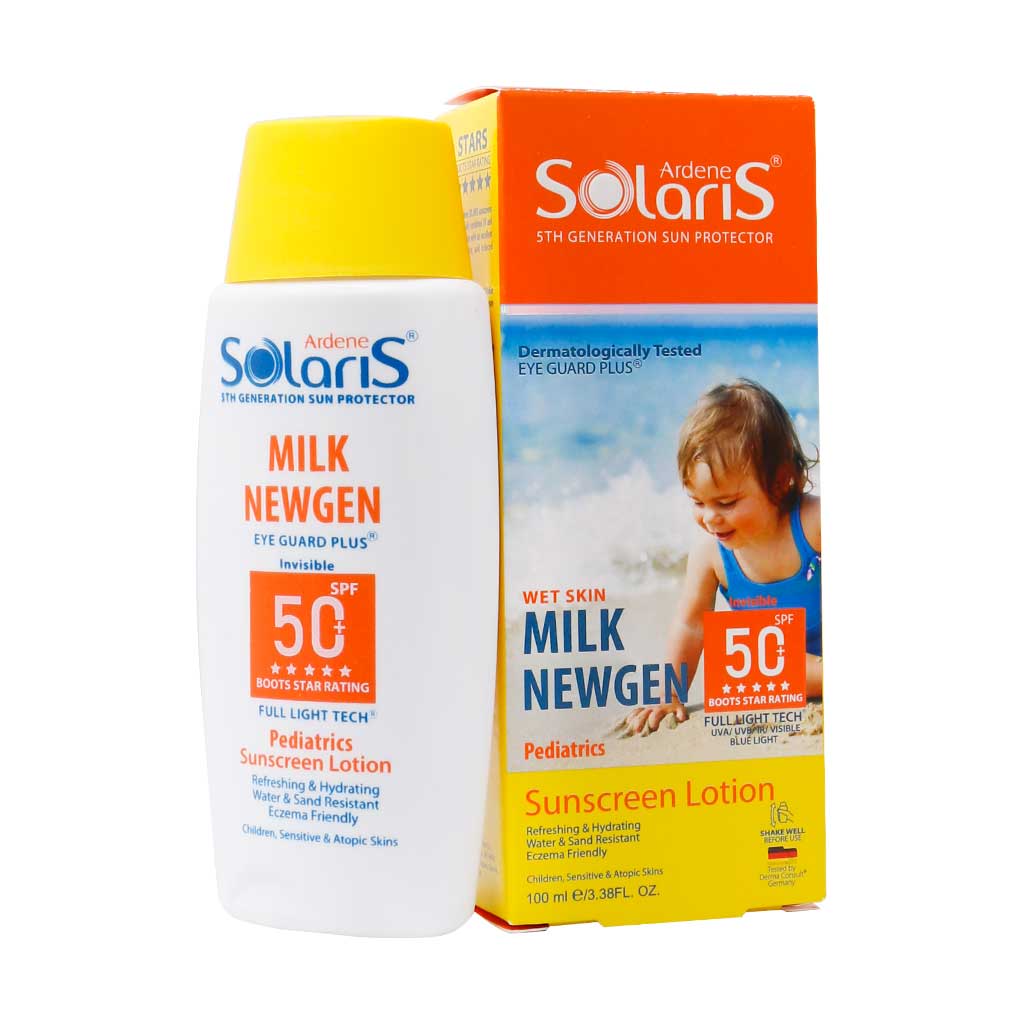 لوسیون ضد آفتاب کودک میلک نیوژن SPF50 لوسیون ضد آفتاب کودک میلک نیوژن SPF50 سولاریس آردن 100 میلی لیتر